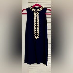 GUC Lilly Pulitzer Navy Blue Gold Accent Trim Jane Dress Size 2